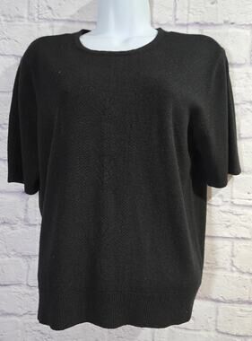 Napa Studio Black Short Sleeve Sweater Top Large Lightweight Soft